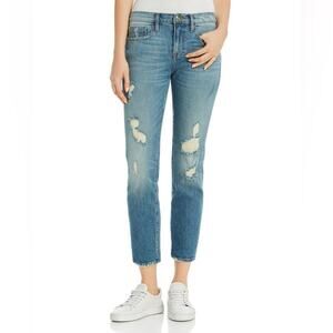 FRAME Le Boy Distressed Straight Leg Jeans in Charger Alley Size 25